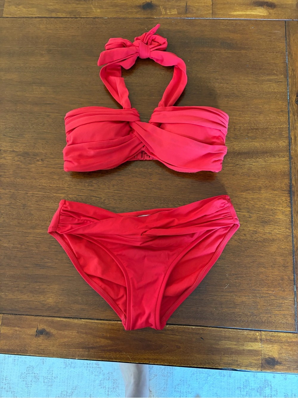 Seafolly Red Twist-Front Bandeau Halter Bikini - Picture 2 of 5